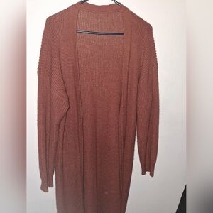 Women's Burnt Orange/Red Open-Front Sweater